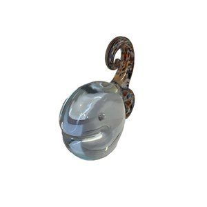 Murano-Style Art Glass Hand Blown Fish with Curled Colorful Tail Paperweight